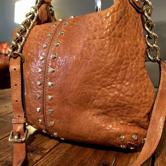 MICHAEL KORS~ASTOR~GOLD STUDDED PEBBLED LEATHER - Picture 1 of 8